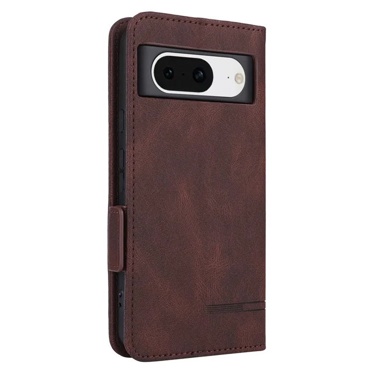 Per Google Pixel 8 Hardware Decor PU Leather Phone Case Wallet Stand Phone Cover - Caffè