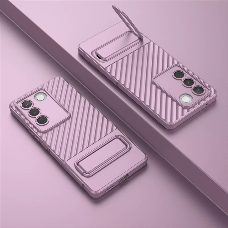 For vivo S16 / S16 Pro TPU Phone Case Kickstand Rugged Phone Cover Skin-Touch Slim Phone Shell - Light Purple