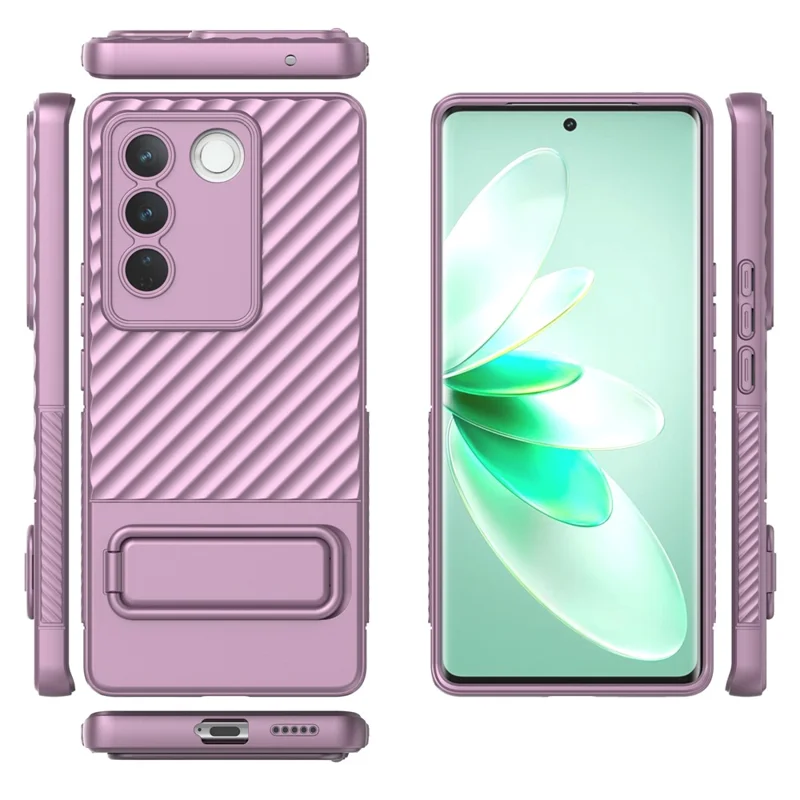 For vivo S16 / S16 Pro TPU Phone Case Kickstand Rugged Phone Cover Skin-Touch Slim Phone Shell - Light Purple