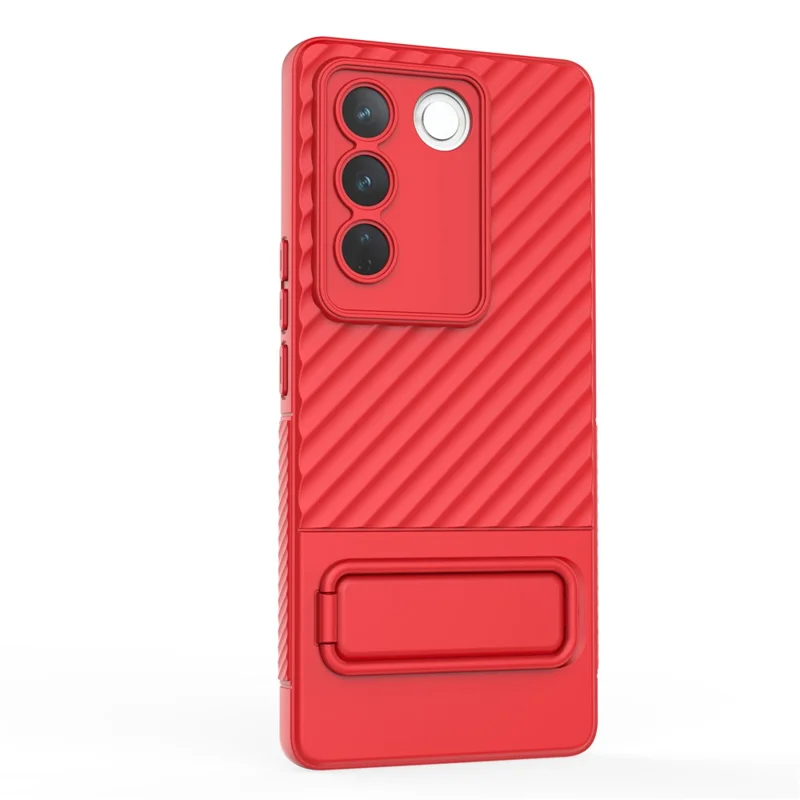 For vivo S16 / S16 Pro TPU Phone Case Kickstand Rugged Phone Cover Skin-Touch Slim Phone Shell - Red
