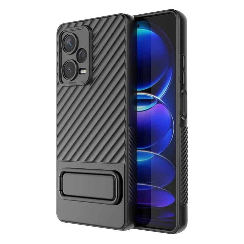 Phone Case for Xiaomi Redmi Note 12 Pro+ 5G , Rugged TPU Kickstand Protective Cover - Black