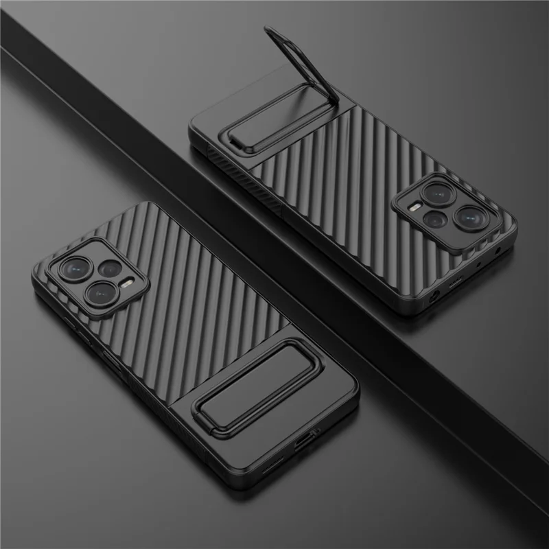 Phone Case for Xiaomi Redmi Note 12 Pro+ 5G , Rugged TPU Kickstand Protective Cover - Black