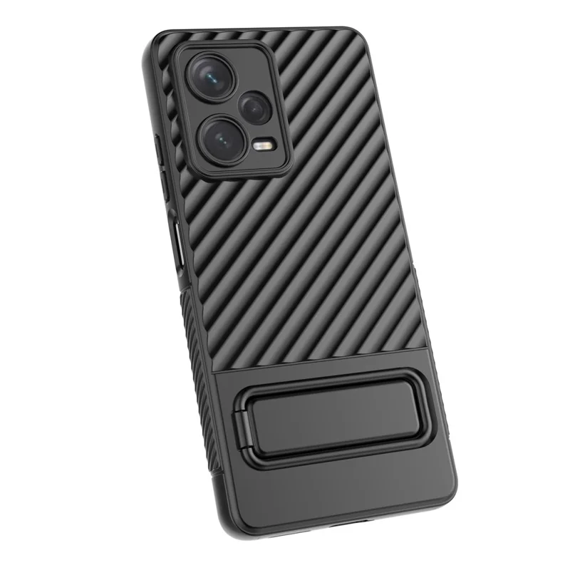 Phone Case for Xiaomi Redmi Note 12 Pro+ 5G , Rugged TPU Kickstand Protective Cover - Black