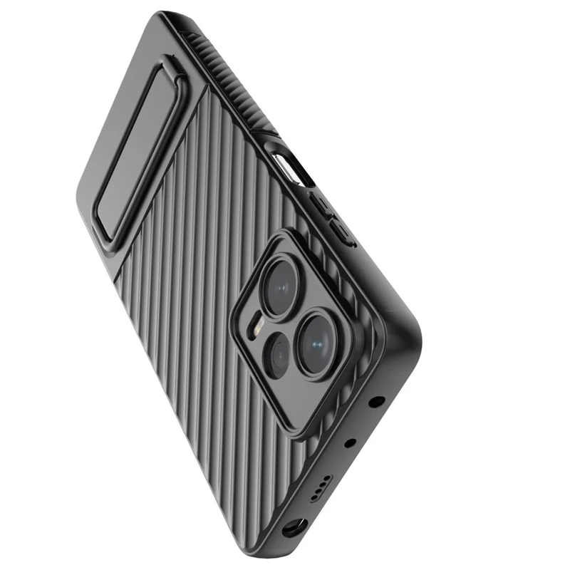 Phone Case for Xiaomi Redmi Note 12 Pro+ 5G , Rugged TPU Kickstand Protective Cover - Black