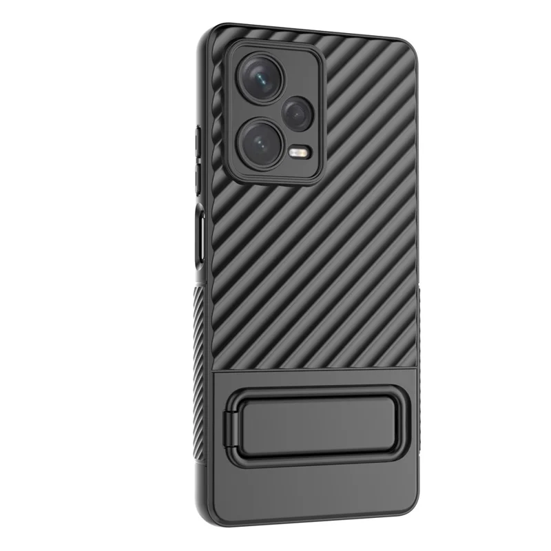 Phone Case for Xiaomi Redmi Note 12 Pro+ 5G , Rugged TPU Kickstand Protective Cover - Black
