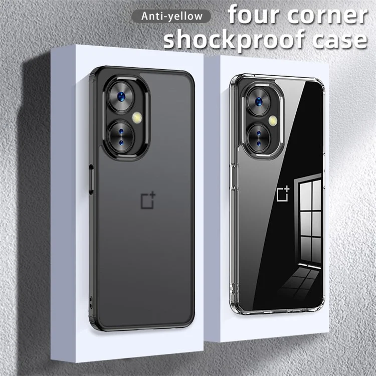 For OnePlus Nord CE 3 Lite 5G / Nord N30 5G PC+TPU Slime Phone Case Airbag Protection Anti-Scratch Cover - Matte Black