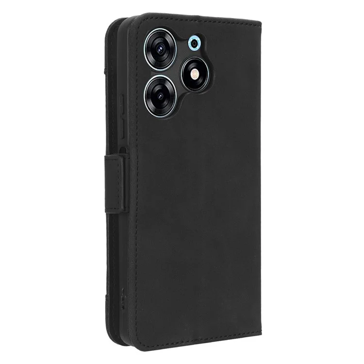 Funda de teléfono tipo billetera para TECNO Spark 10 Pro / KI7, cubierta de cuero plegable, múltiples ranuras para tarjetas, soporte para teléfono - Negro