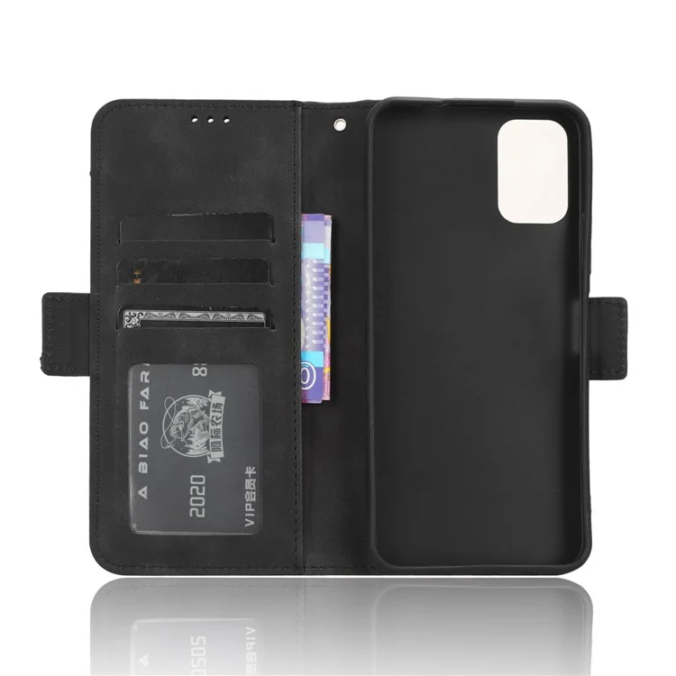 Для Nokia C32 Flip Design PU Leather Phone Case Stand Multiple Card Slots Wallet Phone Cover - Black