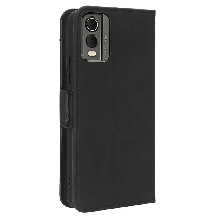 Для Nokia C32 Flip Design PU Leather Phone Case Stand Multiple Card Slots Wallet Phone Cover - Black