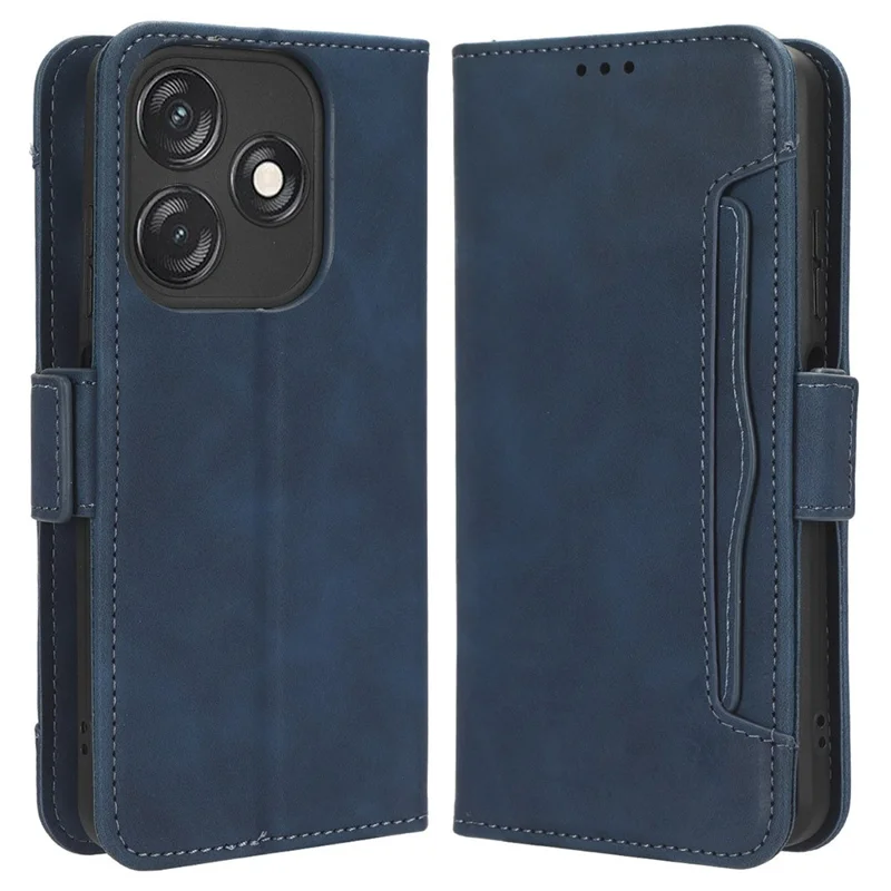 For TECNO Spark 10C 4G Wallet Phone Cover PU Leather Phone Stand Case with Multiple Card Slots - Blue