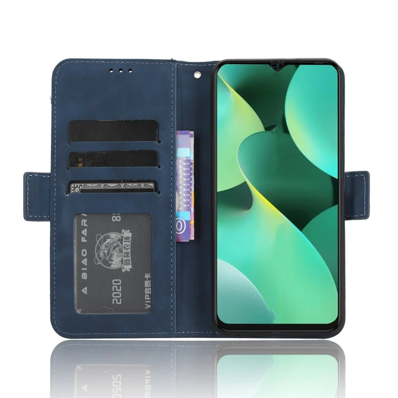 For TECNO Spark 10C 4G Wallet Phone Cover PU Leather Phone Stand Case with Multiple Card Slots - Blue