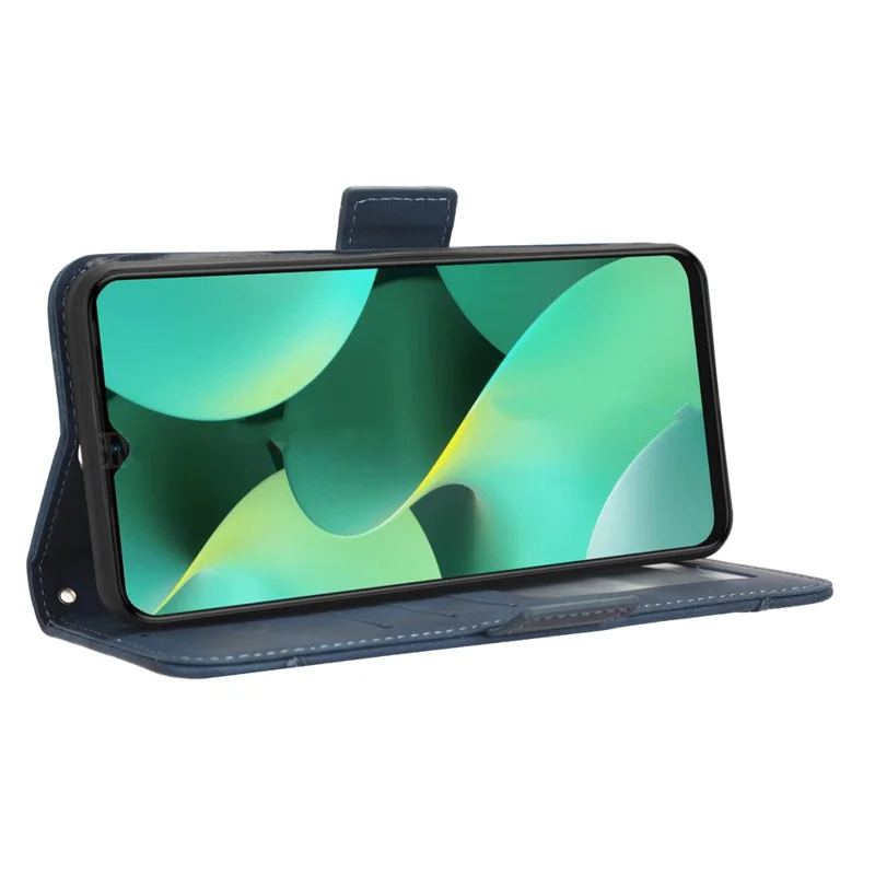 For TECNO Spark 10C 4G Wallet Phone Cover PU Leather Phone Stand Case with Multiple Card Slots - Blue