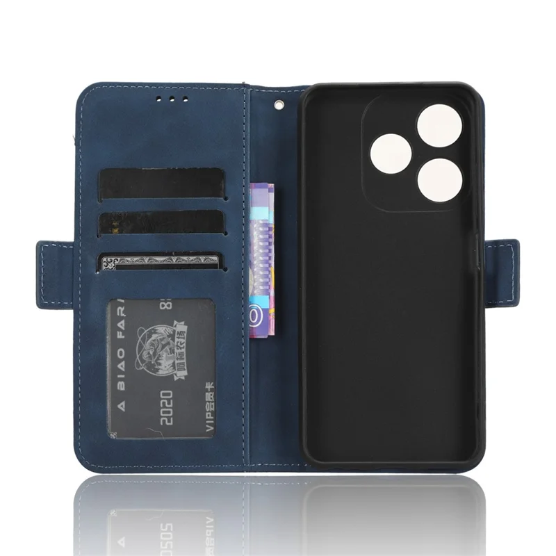 For TECNO Spark 10C 4G Wallet Phone Cover PU Leather Phone Stand Case with Multiple Card Slots - Blue