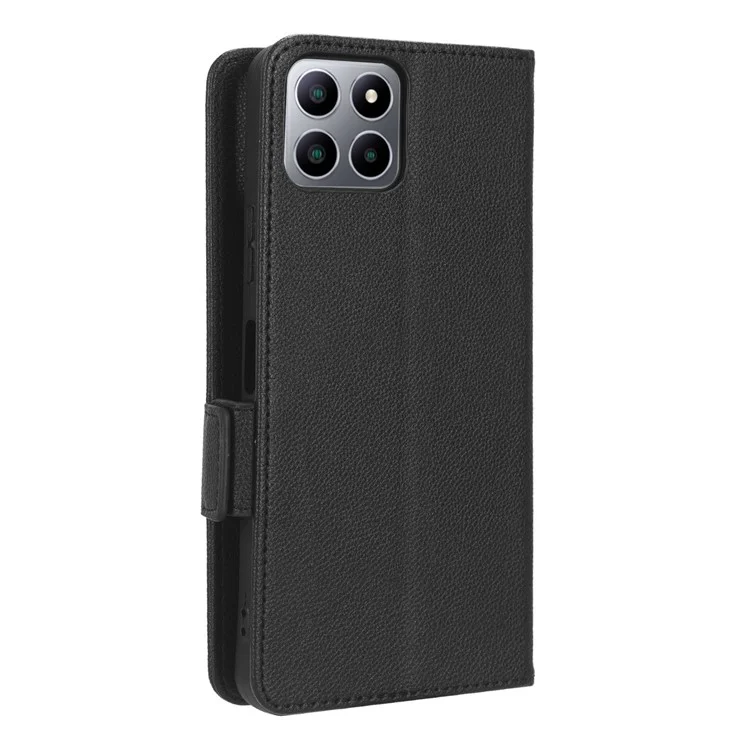 Para Boost Mobile Celero 5G+ PU Leather Wallet Litchi Texture Protective Case Stand Phone Cover com Alça - Preto