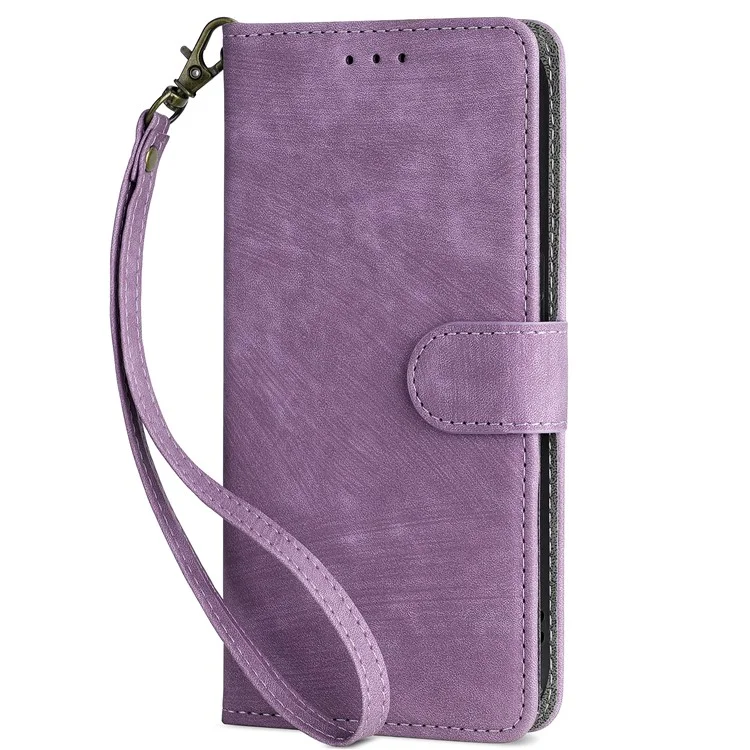 For Motorola Defy 2 5G / Cat S75 5G Phone Wallet Cover PU Leather RFID Blocking Stand Case with Strap - Purple