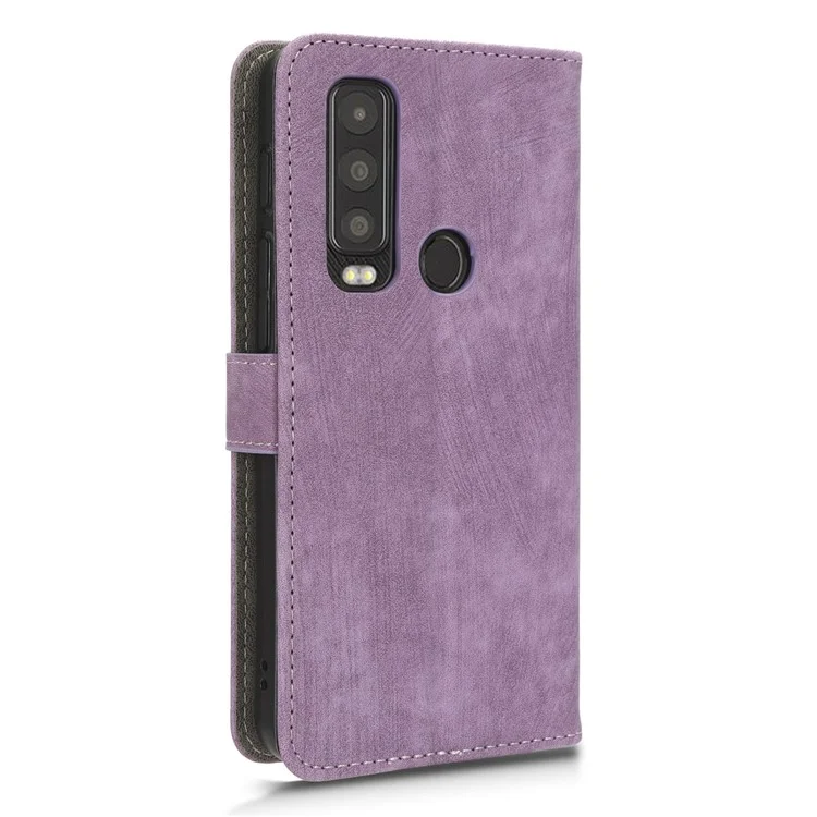 For Motorola Defy 2 5G / Cat S75 5G Phone Wallet Cover PU Leather RFID Blocking Stand Case with Strap - Purple