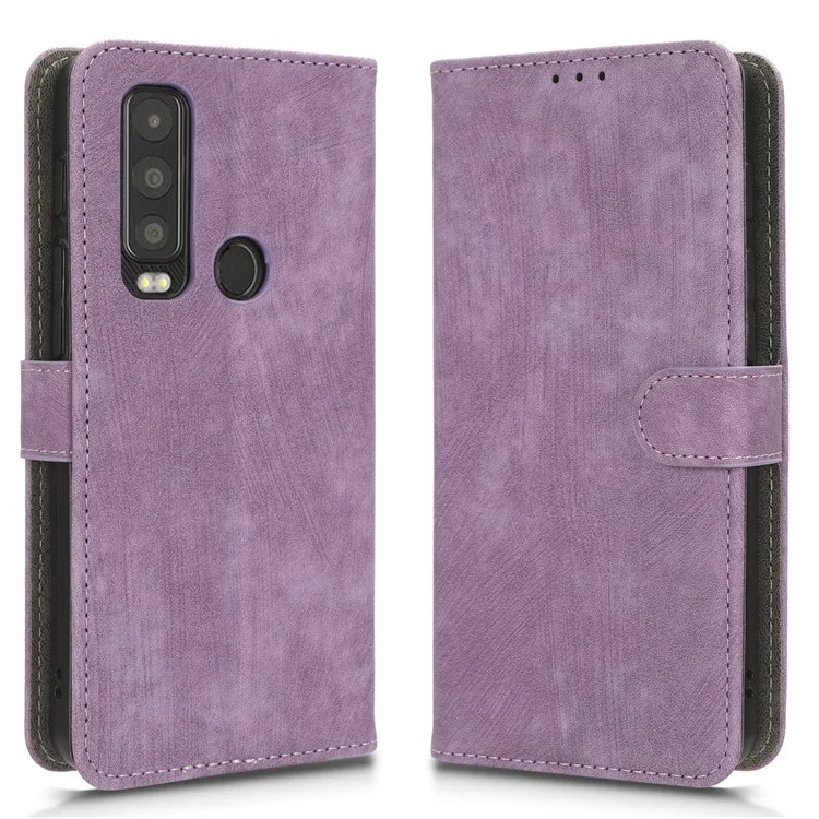 For Motorola Defy 2 5G / Cat S75 5G Phone Wallet Cover PU Leather RFID Blocking Stand Case with Strap - Purple