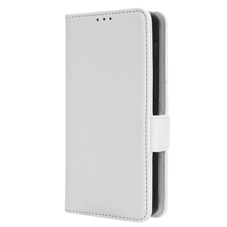 For Motorola Defy 2 5G / Cat S75 5G PU Leather Wallet Case Litchi Texture Flip Stand Phone Cover with Strap - White