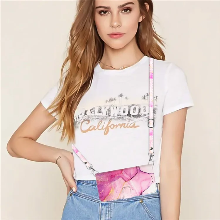 Кожаный чехол YB Pattern Printing Series-6 для Xiaomi 13 Lite / Civi 2 5G, мраморный принт, бумажник, подставка, анти-удар - Розовый / Фиолетовый / Золотой LS001
