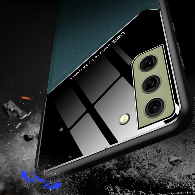 For Samsung Galaxy S21 FE 5G Leather Coated TPU + PC Case Phone Cover with Car Mount Metal Sheet - Orange