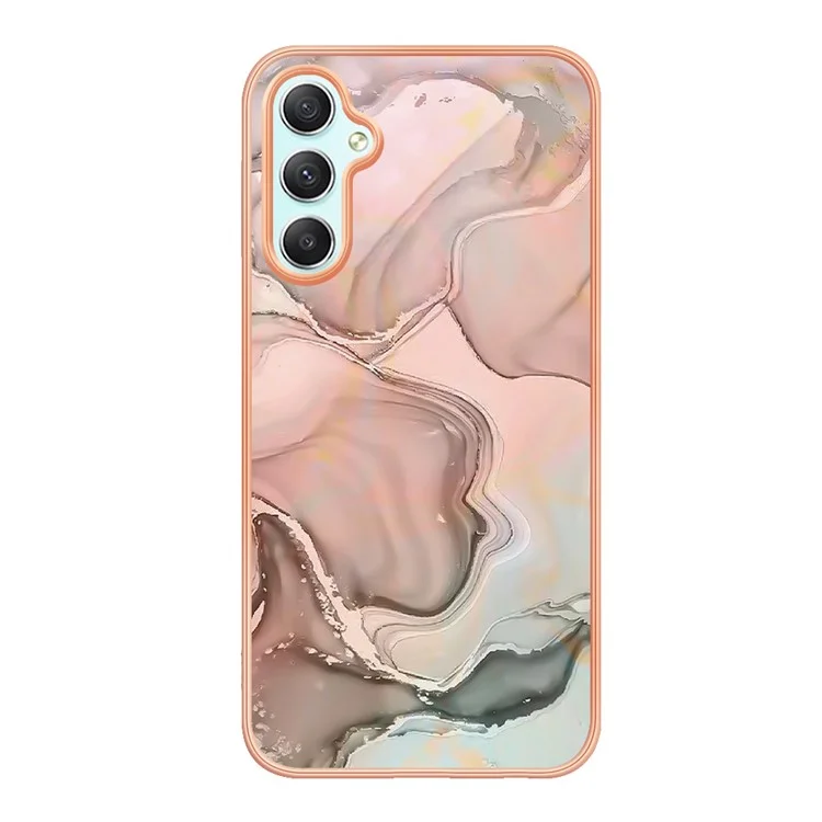 YB IMD Series-16 for Samsung Galaxy A24 4G (162.1 x 77.6 x 8.3mm) , IMD 2.0mm Electroplating Marble Pattern Phone Cover - Pink
