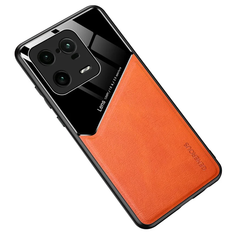 Anti-Dorp Slim Case für Xiaomi 13 Pro 5G TPU PC PU Leder Handyhülle mit Magnetischer Autohalterung - Orange