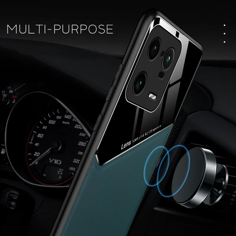 Anti-Dorp Slim Case für Xiaomi 13 Pro 5G TPU PC PU Leder Handyhülle mit Magnetischer Autohalterung - Orange