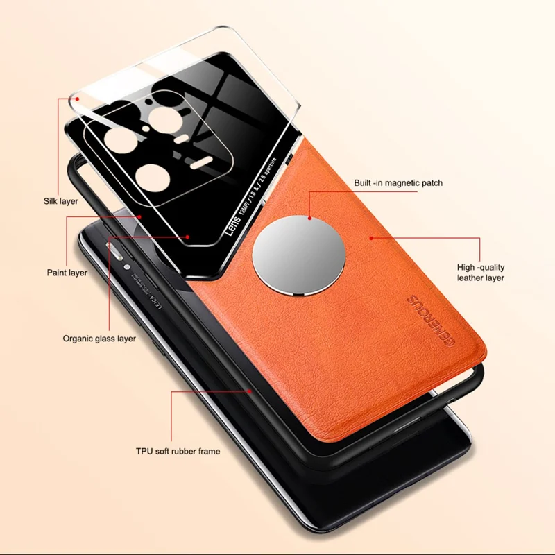 Anti-Dorp Slim Case for Xiaomi 13 Pro 5G TPU PC PU Leather Phone Case Support Magnetic Car Mount - Black