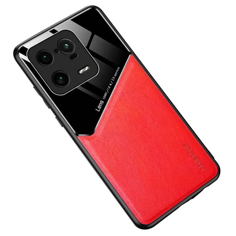 Anti-Dorp Slim Case for Xiaomi 13 Pro 5G TPU PC PU Leather Phone Case Support Magnetic Car Mount - Red