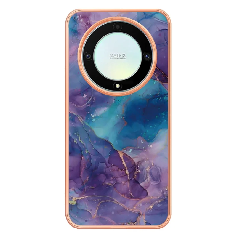 YB IMD Series-16 Style E TPU Phone Case for Honor X9a 5G / Magic5 Lite 5G / X40 5G , Marble Pattern 2.0mm IMD Electroplating Cover - Purple