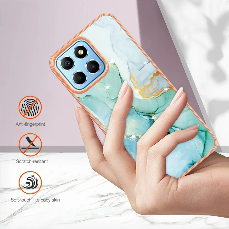 TPU-hoesje voor Honor X8 5G met IMD marmeren patroon en geëlogeerd achterpaneel - Groen 003