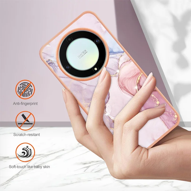 For Honor X9a 5G / Magic5 Lite 5G / X40 5G TPU Case med IMD Marmorstruktur Elektropladeret Bagside - Roséguld 005