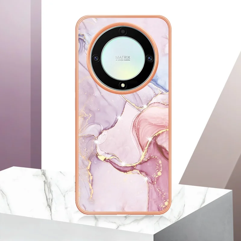 For Honor X9a 5G / Magic5 Lite 5G / X40 5G TPU Case med IMD Marmorstruktur Elektropladeret Bagside - Roséguld 005
