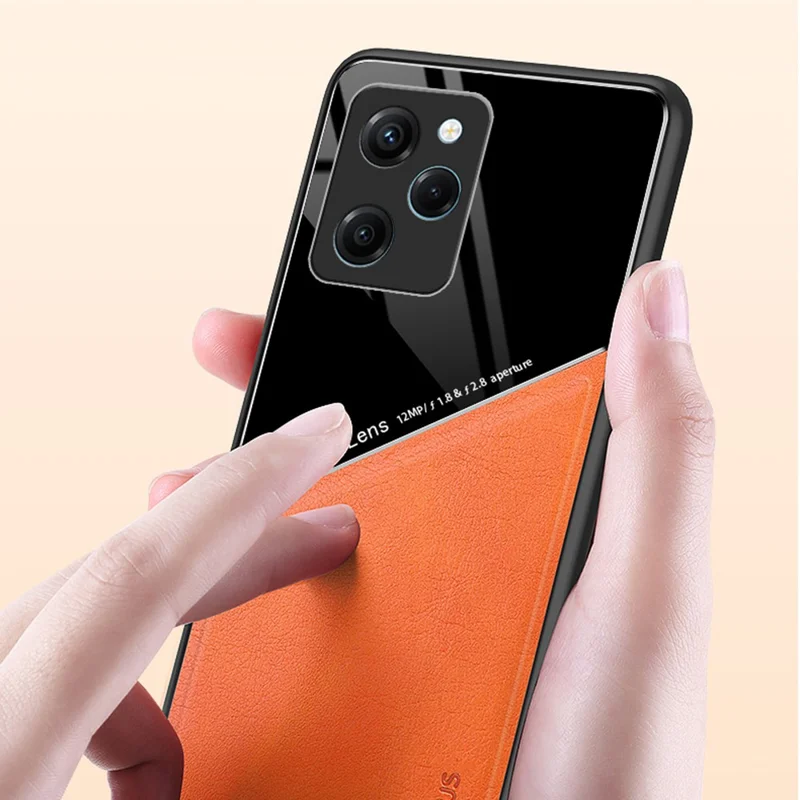 Per Xiaomi Poco X5 Pro 5G / Note 12 Pro Speed 5G Custodia antiurto in TPU + PC + Pelle PU - Arancione