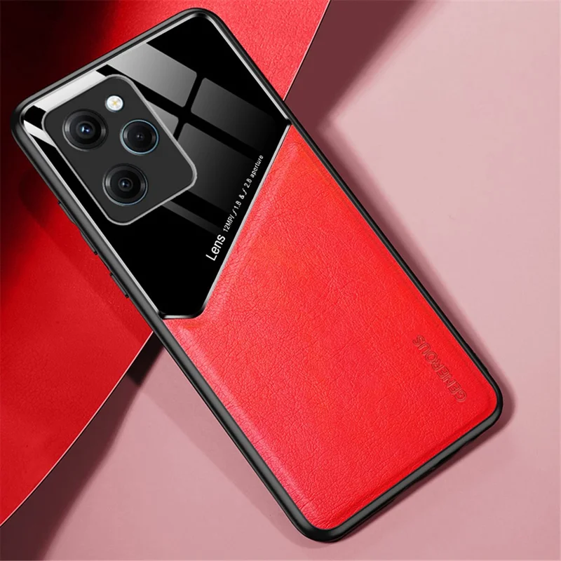 Für Xiaomi Poco X5 Pro 5G / Note 12 Pro Speed 5G stoßfeste Hülle TPU + PC + PU-Leder Handyhülle - Rot