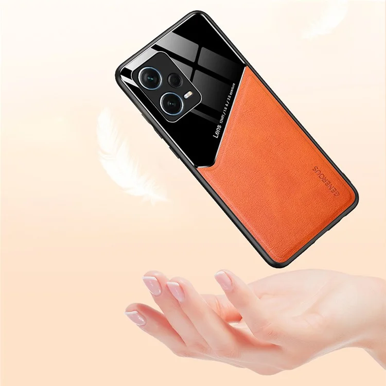 Stoßfeste Hülle für Xiaomi Redmi Note 12 Pro+ 5G TPU + PC + PU-Leder Slim Phone Cover Unterstützt Magnetische Autohalterung - Orange