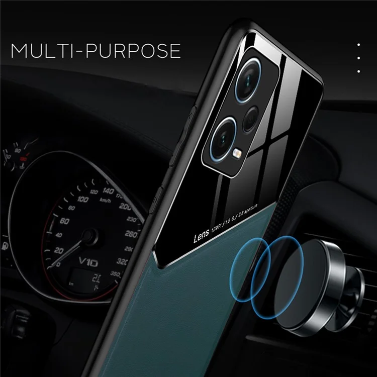 Stoßfeste Hülle für Xiaomi Redmi Note 12 Pro+ 5G TPU + PC + PU-Leder Slim Phone Cover Unterstützt Magnetische Autohalterung - Orange