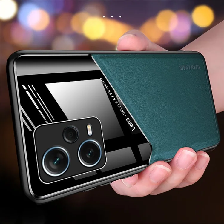 Stoßfeste Hülle für Xiaomi Redmi Note 12 Pro+ 5G TPU + PC + PU-Leder Slim Phone Cover Unterstützt Magnetische Autohalterung - Orange