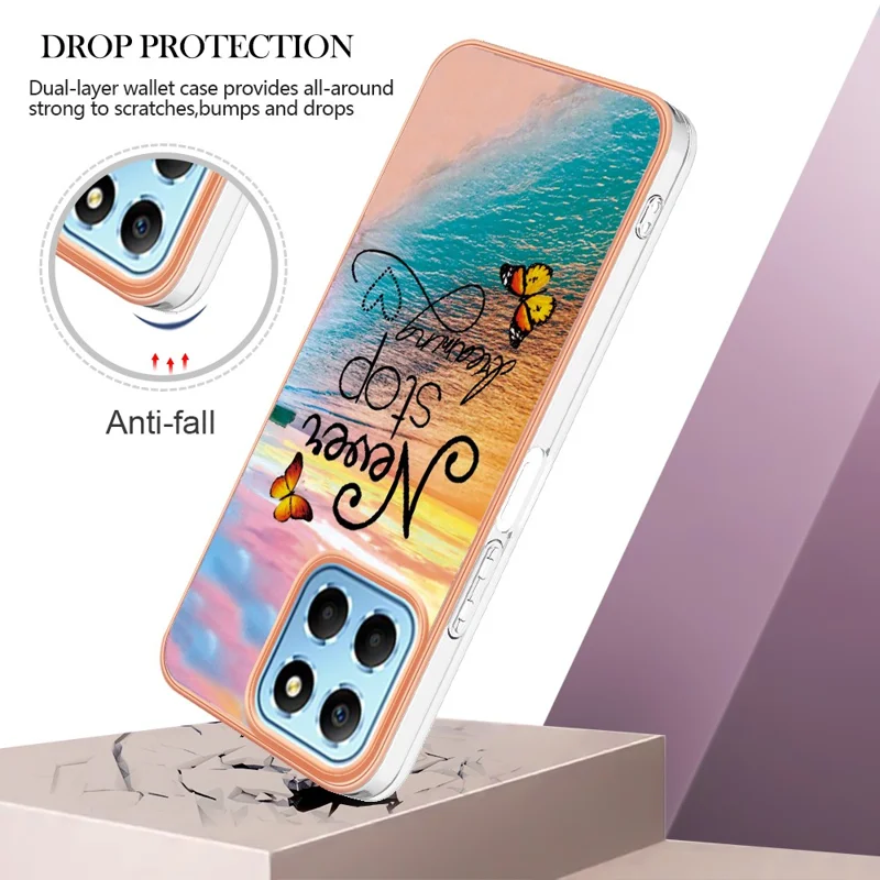 YB IMD Series-1 Электрохромный чехол для телефона Honor X8 5G с мраморным цветочным узором TPU защитная крышка - Никогда не переставай мечтать 