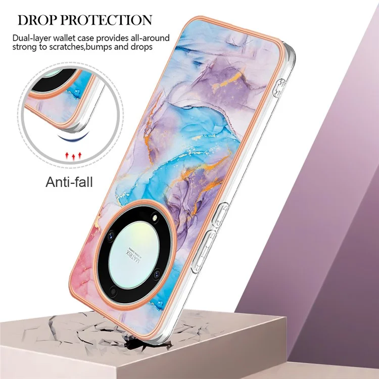 For Honor X9a 5G / X40 5G / Magic5 Lite 5G Case with IMD Marble Flower Pattern TPU Mobile Back Cover - Milky Way Marble Blue