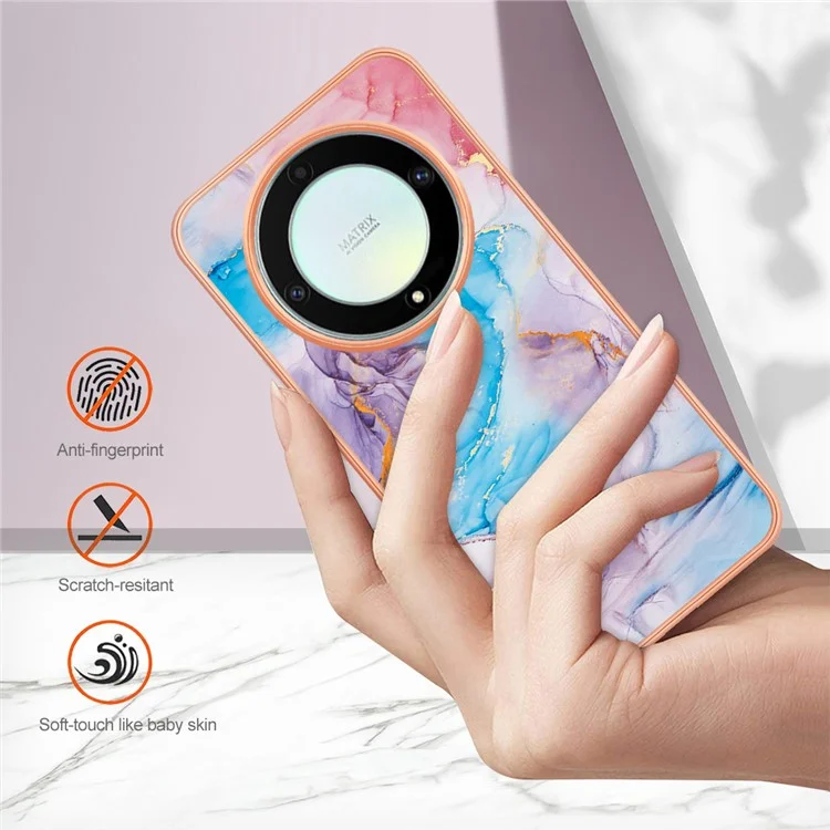 For Honor X9a 5G / X40 5G / Magic5 Lite 5G Case with IMD Marble Flower Pattern TPU Mobile Back Cover - Milky Way Marble Blue