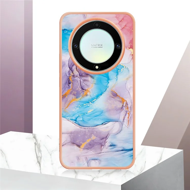 For Honor X9a 5G / X40 5G / Magic5 Lite 5G Case with IMD Marble Flower Pattern TPU Mobile Back Cover - Milky Way Marble Blue