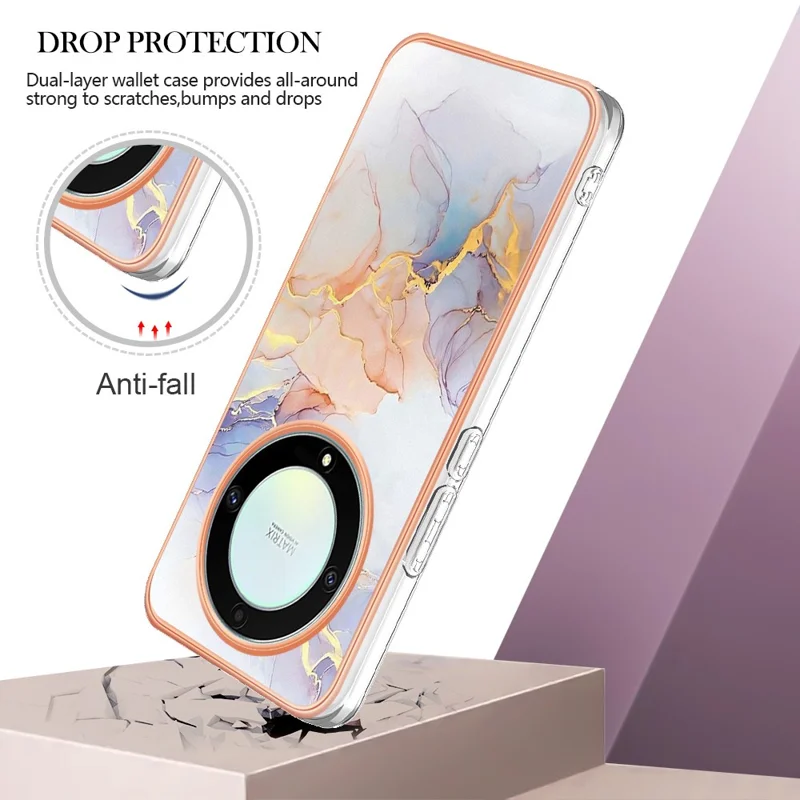For Honor X9a 5G / X40 5G / Magic5 Lite 5G Case with IMD Marble Flower Pattern TPU Mobile Back Cover - Milky Way Marble White