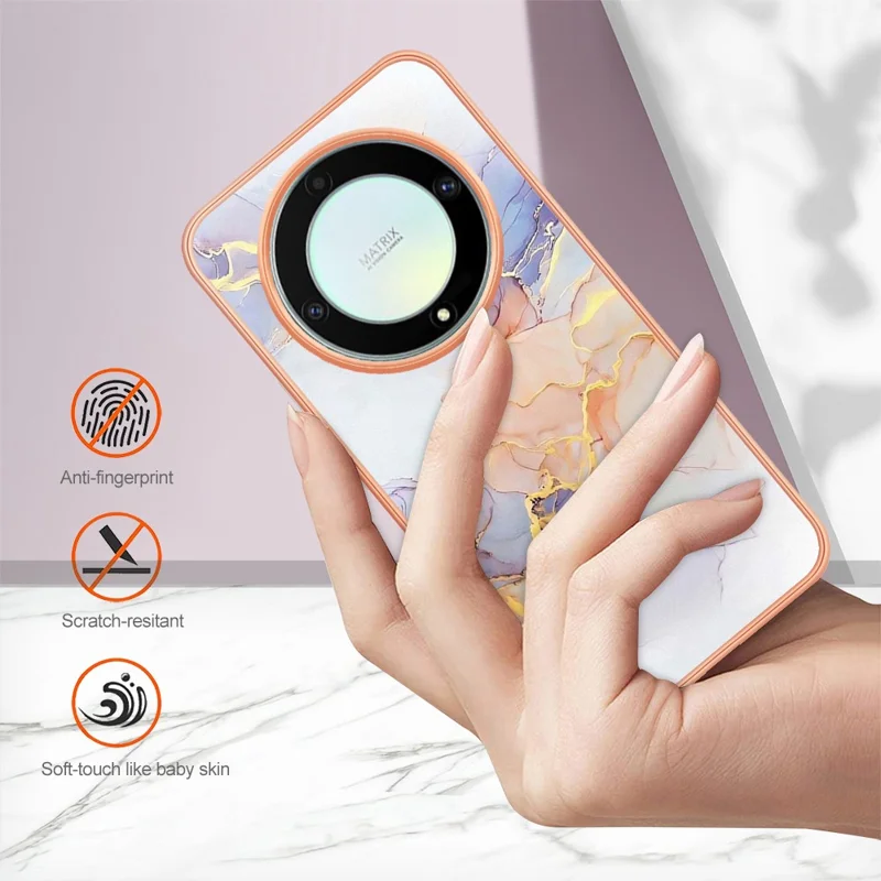 For Honor X9a 5G / X40 5G / Magic5 Lite 5G Case with IMD Marble Flower Pattern TPU Mobile Back Cover - Milky Way Marble White