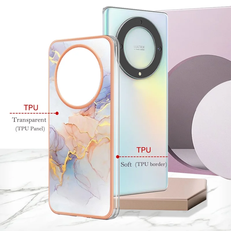 For Honor X9a 5G / X40 5G / Magic5 Lite 5G Case with IMD Marble Flower Pattern TPU Mobile Back Cover - Milky Way Marble White