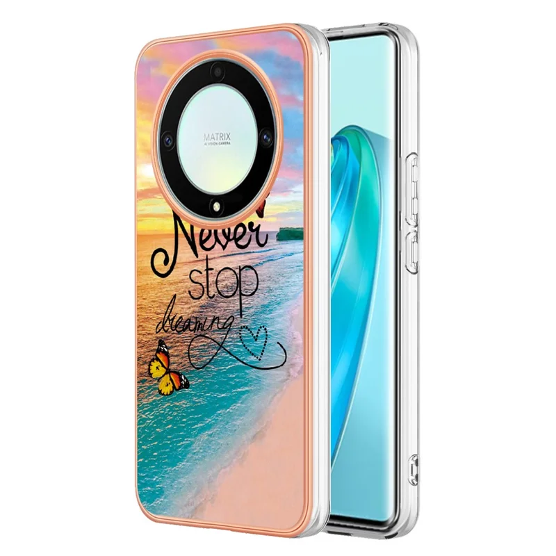 Cover per Honor X9a 5G / X40 5G / Magic5 Lite 5G con Motivo Marmo e Fiore IMD, Custodia Posteriore in TPU - Non Smettere Mai di Sognare