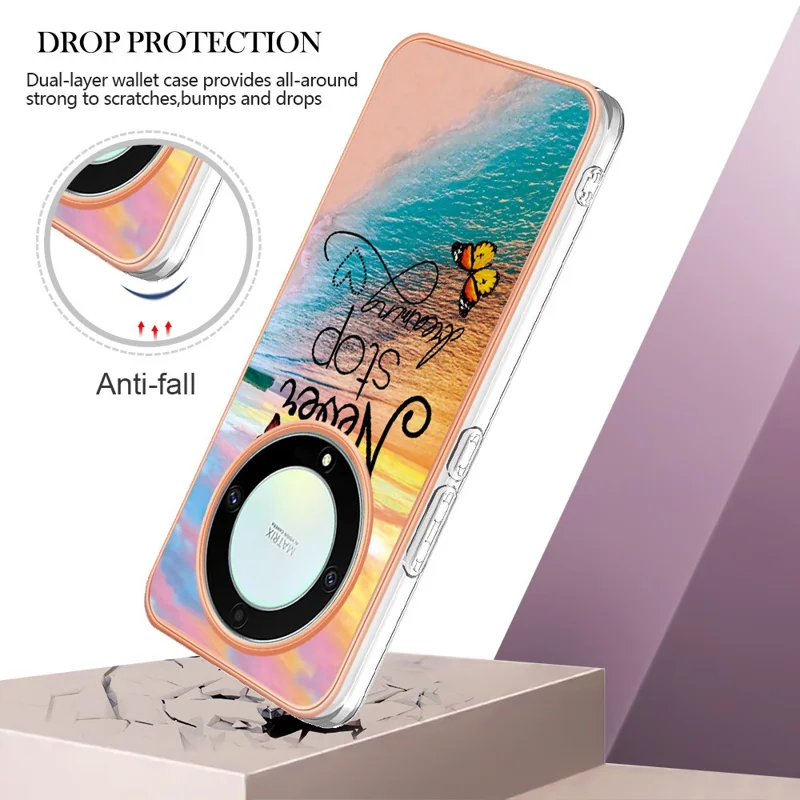 Cover per Honor X9a 5G / X40 5G / Magic5 Lite 5G con Motivo Marmo e Fiore IMD, Custodia Posteriore in TPU - Non Smettere Mai di Sognare