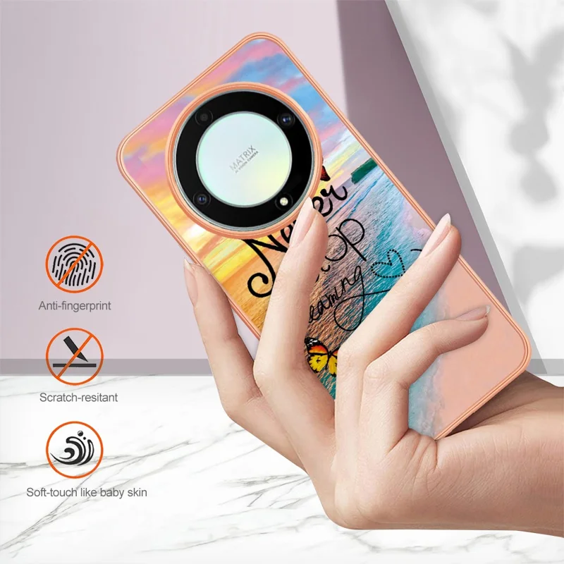 Cover per Honor X9a 5G / X40 5G / Magic5 Lite 5G con Motivo Marmo e Fiore IMD, Custodia Posteriore in TPU - Non Smettere Mai di Sognare