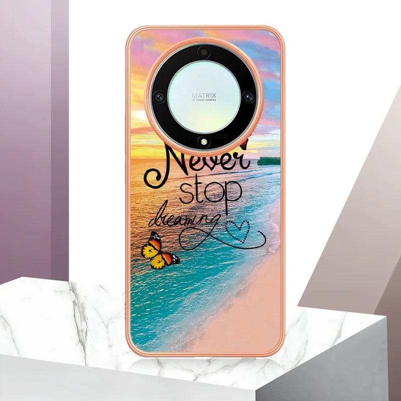 Cover per Honor X9a 5G / X40 5G / Magic5 Lite 5G con Motivo Marmo e Fiore IMD, Custodia Posteriore in TPU - Non Smettere Mai di Sognare
