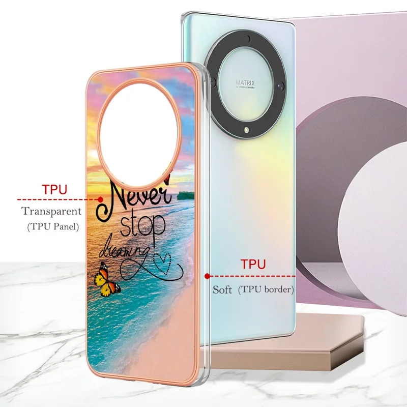 Cover per Honor X9a 5G / X40 5G / Magic5 Lite 5G con Motivo Marmo e Fiore IMD, Custodia Posteriore in TPU - Non Smettere Mai di Sognare